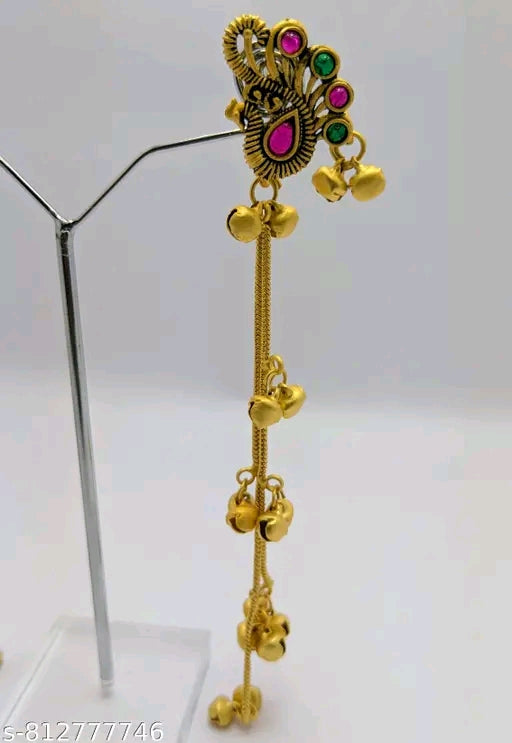 Dhvani Jewellery Long Peacock Ghungroo Earrings